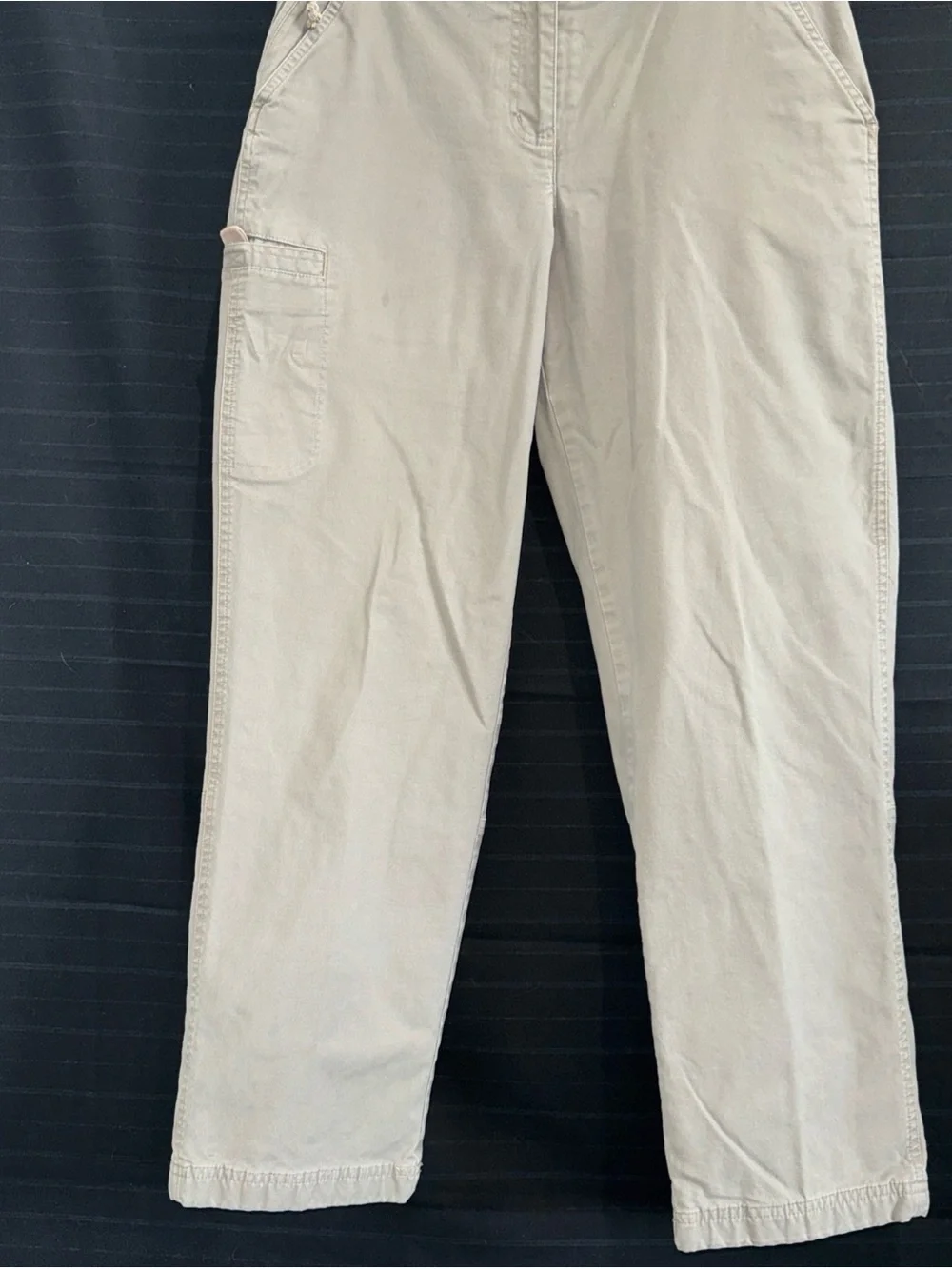 LL Bean Pants Womens 12 Reg Beige Flannel Lined Classic Fit Chino Straight Leg